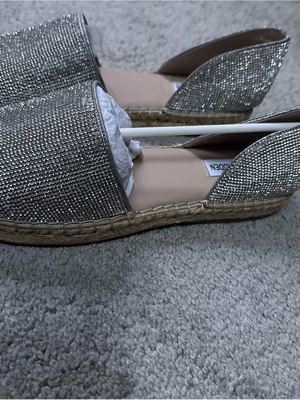 Steve Madden Silver Rhinestone Espadrilles